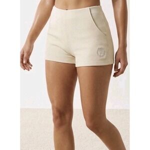 NBA Ultra Game Women's M Fresh Start Ribbed Shorts Cream Beige Boston Celtics